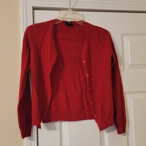 The Limited Button Up Long Sleeve Red Cardigan